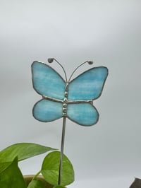 Image 1 of Stained Glass Plant Stake-Blue