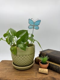 Image 2 of Stained Glass Plant Stake-Blue
