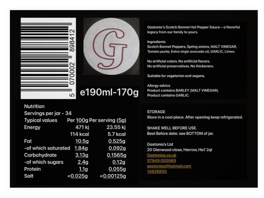 Image of Special offer 3 for £18.  3x 190ml Gastonia's Scotch Bonnet Hot Pepper Sauce x3 easter sale £14