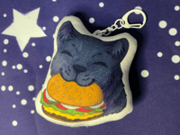 Image 1 of Cute Cat Cheeseburger Pillow Keychain