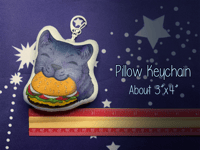 Image 2 of Cute Cat Cheeseburger Pillow Keychain