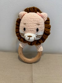 Image 1 of Lion Rattle Wooden Teether