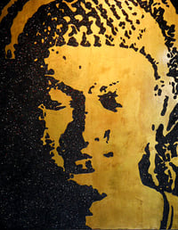 Image 2 of Gold Buddha on Canvas (Distressed Gold Leaf / craquelure lacquer)