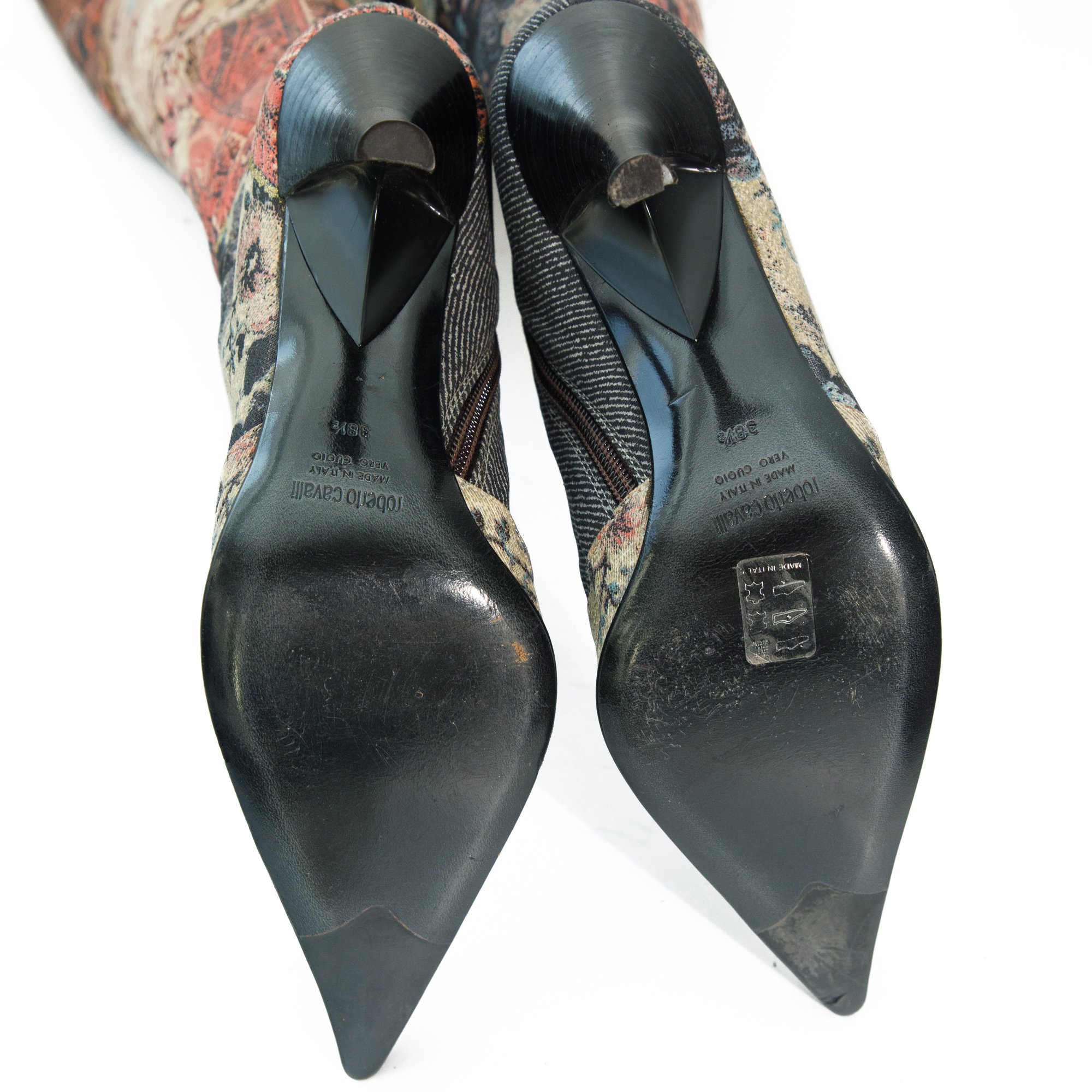 Image of Roberto Cavalli 2002 Patchwork Thigh High Boots