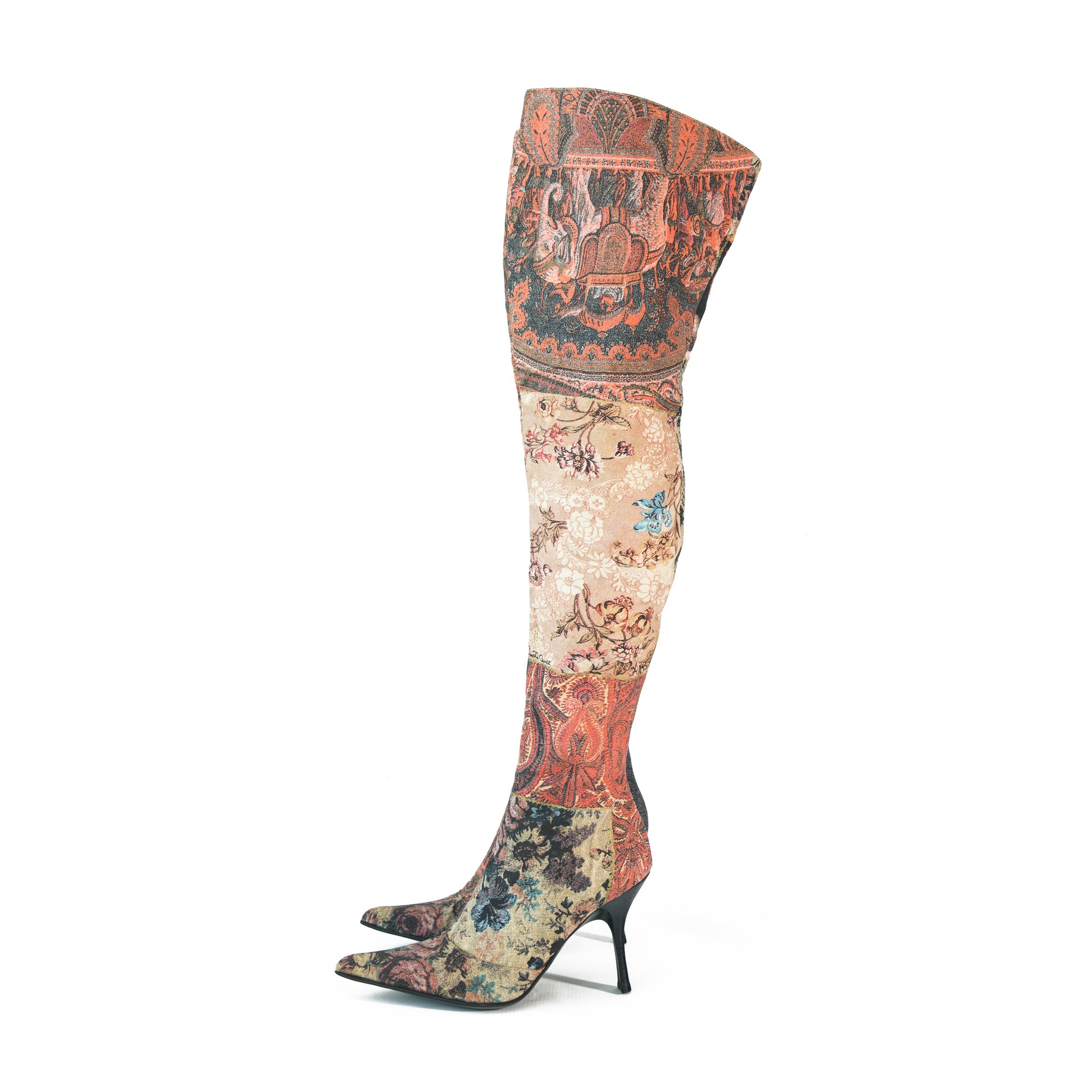 Image of Roberto Cavalli 2002 Patchwork Thigh High Boots
