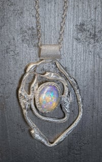 Image 1 of 'squigger no.1' - Recycled silver and opal pendant