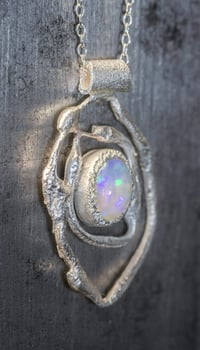 Image 2 of 'squigger no.1' - Recycled silver and opal pendant