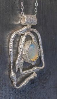 Image 2 of 'squigger no.2' - Recycled Silver and Opal Pendants