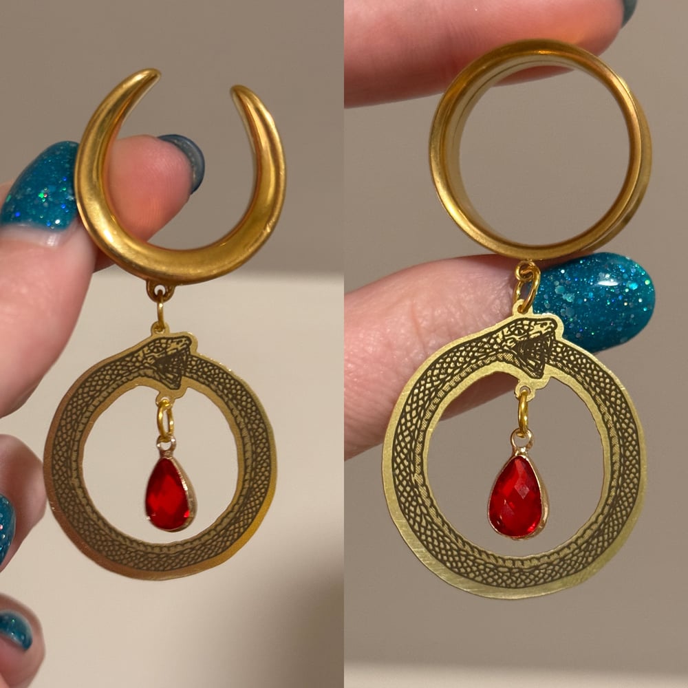 Image of Red Gem Snake Hoop Dangles (sizes 2g-2")