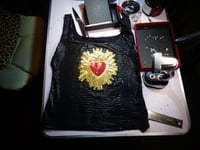 Image 1 of Black faux crocodile vest, sequin heart