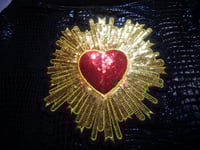 Image 2 of Black faux crocodile vest, sequin heart