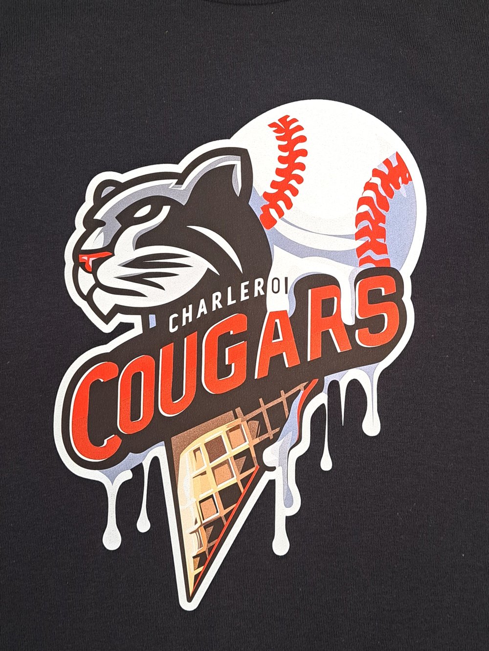 Charleroi Baseball-Cougar Drippy Cone #1-T-Shirt