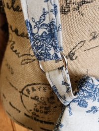Image 4 of Natural Linen with Navy Print Crossbody Purse