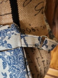 Image 3 of Natural Linen with Navy Print Crossbody Purse