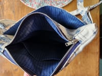 Image 6 of Natural Linen with Navy Print Crossbody Purse