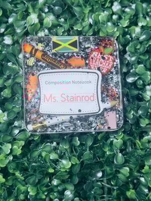 Image of Personalized Teacher Composition Notebook. Glitter Coasters, Teacher Appreciation gift 