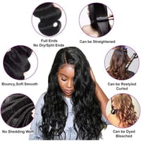 Image 2 of 12A  300G Remy Body Wave Bundles with HD  13x4 Frontal Set