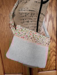 Image 2 of Linen Crossbody Purse in Natural & Retro Floral 