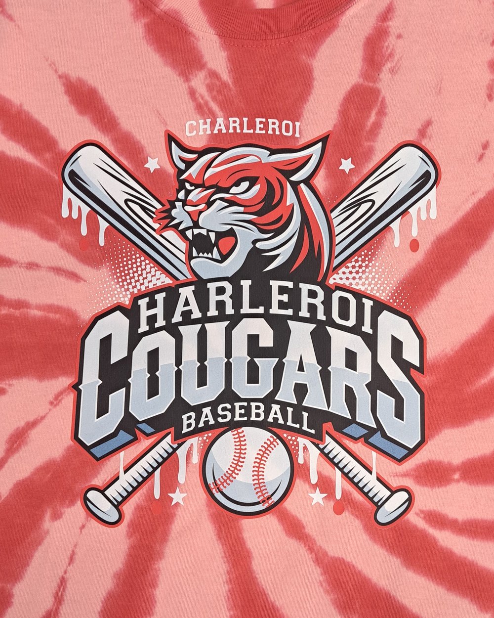 Charleroi Baseball-Drippy Bats-Tie Dye-T-Shirt