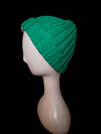 Image 3 of Split Stitch Green Creame Beanie