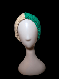 Image 4 of Split Stitch Green Creame Beanie