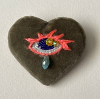 Image 1 of Heart Eye Pin - Grey Floral