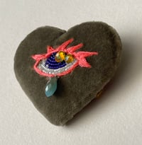 Image 2 of Heart Eye Pin - Grey Floral