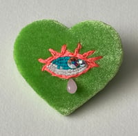 Image 1 of Heart Eye Pin - Lime Green 