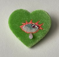 Image 2 of Heart Eye Pin - Lime Green 