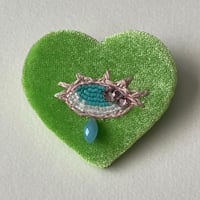 Image 3 of Heart Eye Pin - Lime Green 
