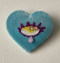 Image 1 of Heart Eye Pin - Tiffany Blue