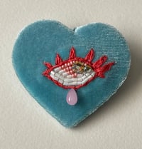 Image 3 of Heart Eye Pin - Tiffany Blue
