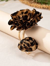 Image 2 of Flower Leopard Bangle & Ring Set (Adjustable)