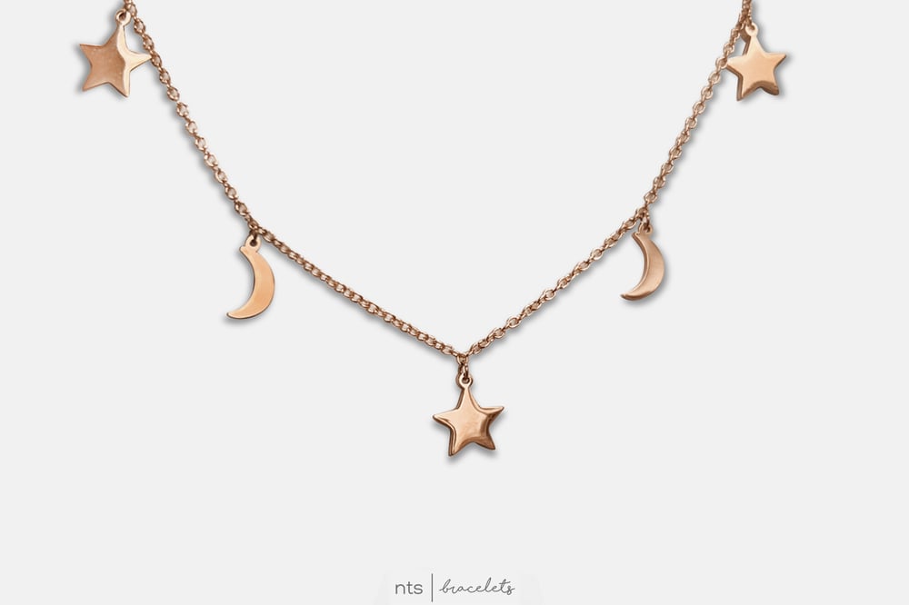 Image of STAR + MOON CHARM NECKLACE (Rose Gold + Limited Edition)