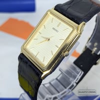 Image 3 of 1989 Seiko Quartz 'Tank' Gold Texture Dial Dress Watch (5E31-5A10)