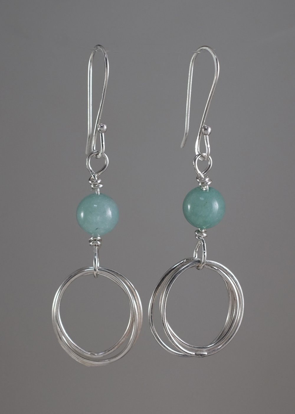 Image of Sterling Silver Hoops and Chalcedony Bead