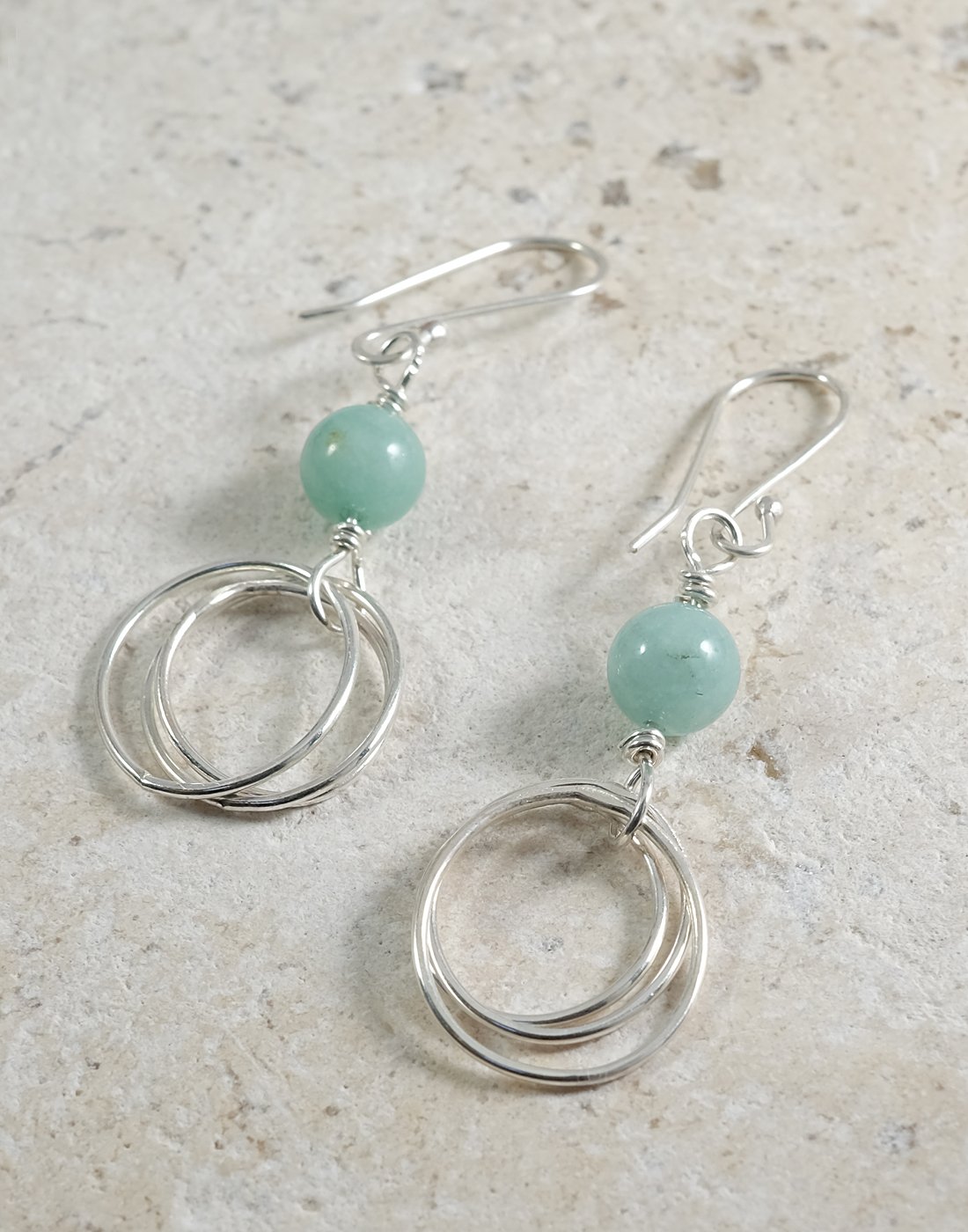 Image of Sterling Silver Hoops and Chalcedony Bead
