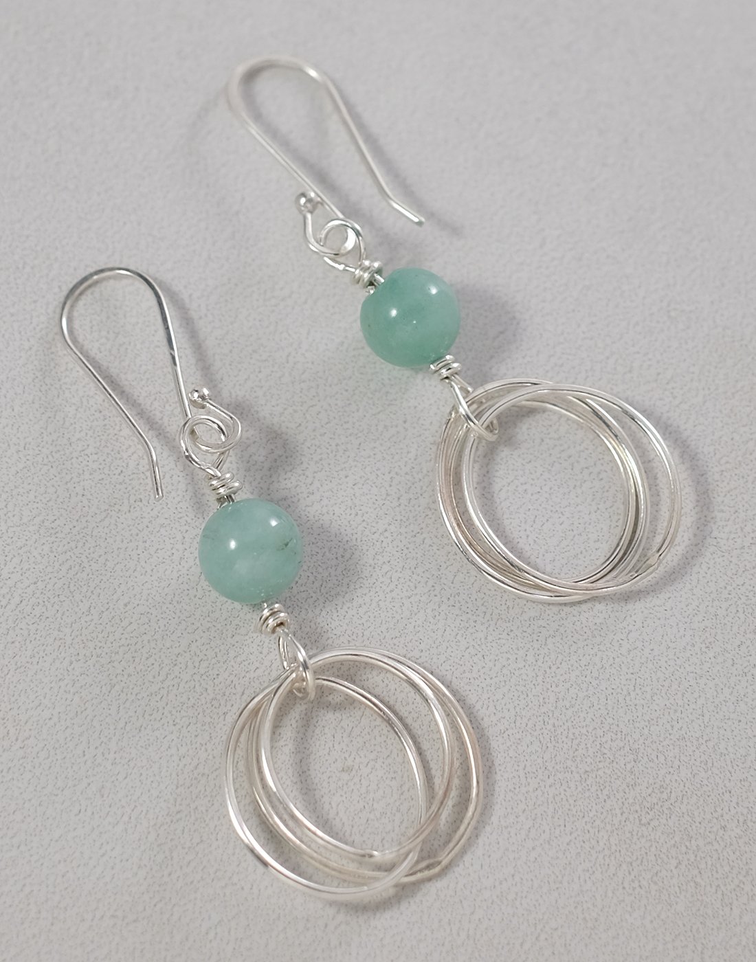 Image of Sterling Silver Hoops and Chalcedony Bead