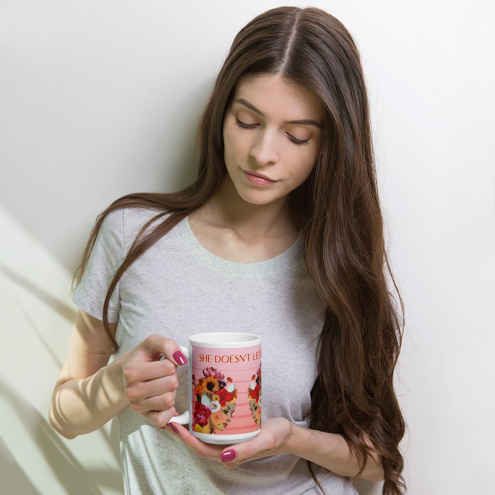 Image of She Doesn't Let Life Drag Her Down - Inspirational - White Glossy Mug