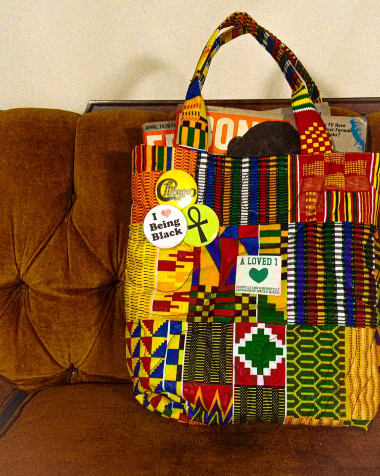 Chroma Kente Quilted Tote Bag- Medium