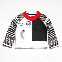 Image 1 of courtneycourtney x 1587 size 2T toddler long sleeved stripe logo raglan tee tshirt tiger