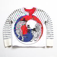 Image 1 of courtneycourtney x 1587 size 3T toddler long sleeved stripe logo raglan tee tshirt tiger