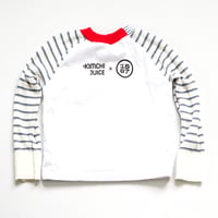 Image 2 of courtneycourtney x 1587 size 3T toddler long sleeved stripe logo raglan tee tshirt tiger