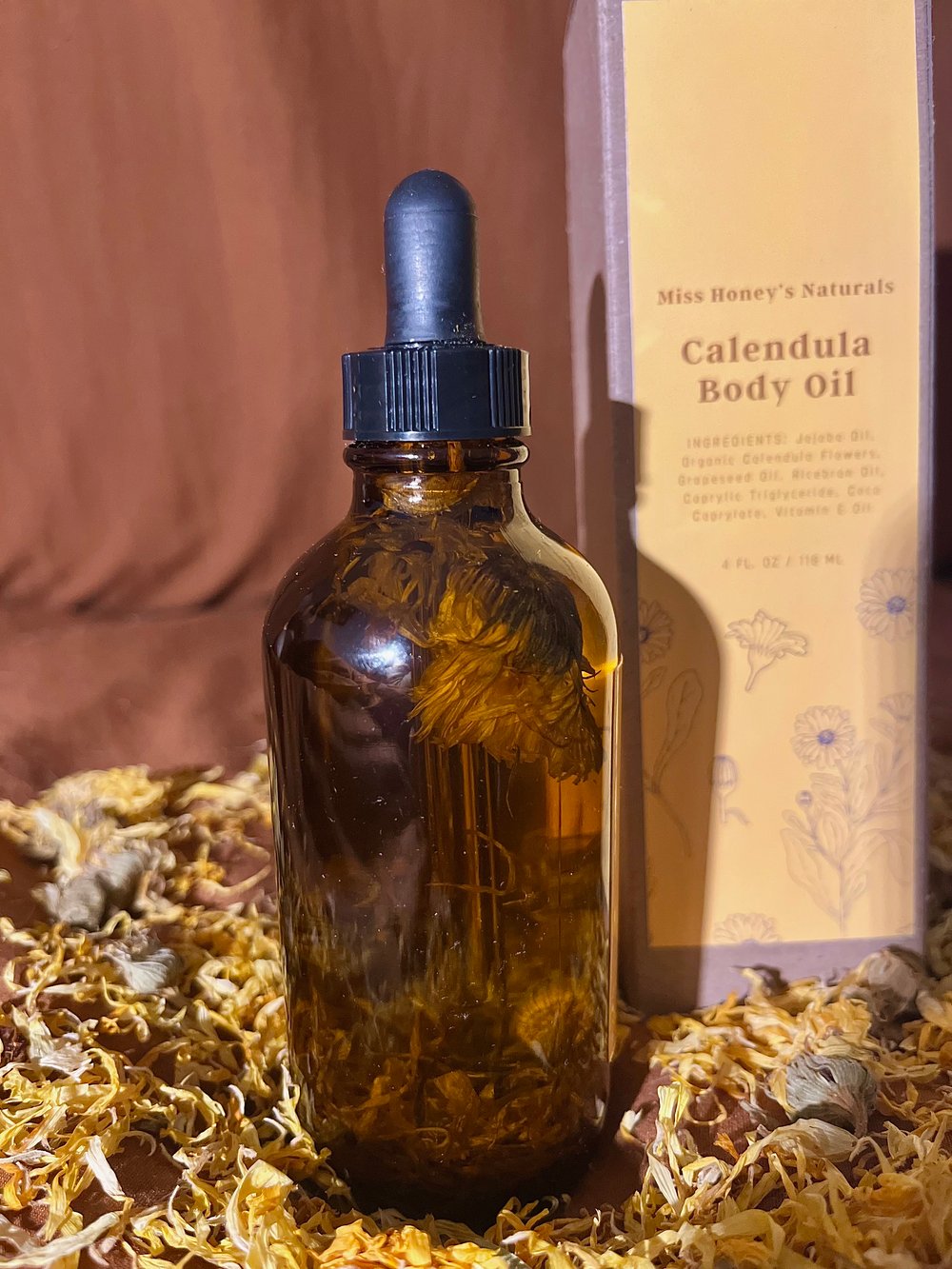 Image of 4 oz Calendula Infused Face & Body Oil | Vegan, Fragrance-free