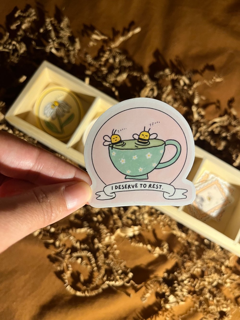 Image of Bees At Rest Vinyl Sticker | 2-inch Waterproof Vinyl
