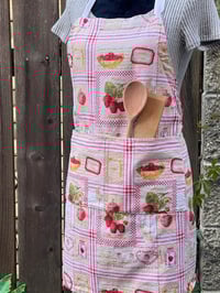 Image 1 of Adult canvas full apron, strawberry jam