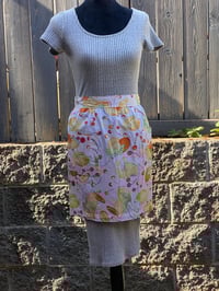 Image 1 of Adult vintage serving half apron, 100% upcycled fabric, fruit