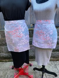 Image 2 of Adult canvas, cotton half apron, flowers