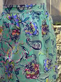 Image 2 of Adult vintage serving half apron, 100% upcycled fabric, turquoise paisley