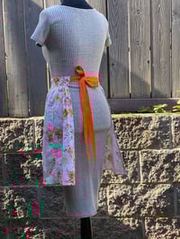Image 3 of Adult vintage serving half apron, 100% upcycled fabric, orange yellow flowers